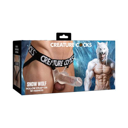 Creature Cocks Snow Wolf Hollow Strap-On with Harness – Clear