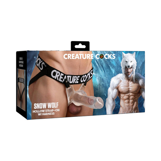 Creature Cocks Snow Wolf Hollow Strap-On with Harness – Clear