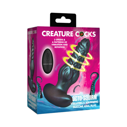 Creature Cocks Octo-Squirm Vibrating & Squirming Silicone Anal Plug - Teal