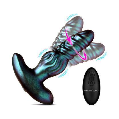 Creature Cocks Octo-Squirm Vibrating & Squirming Silicone Anal Plug - Teal