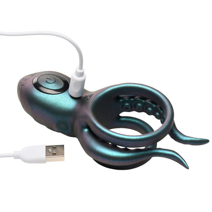 Creature Cocks Octo-Grip Vibrating Silicone Cock Ring – Teal