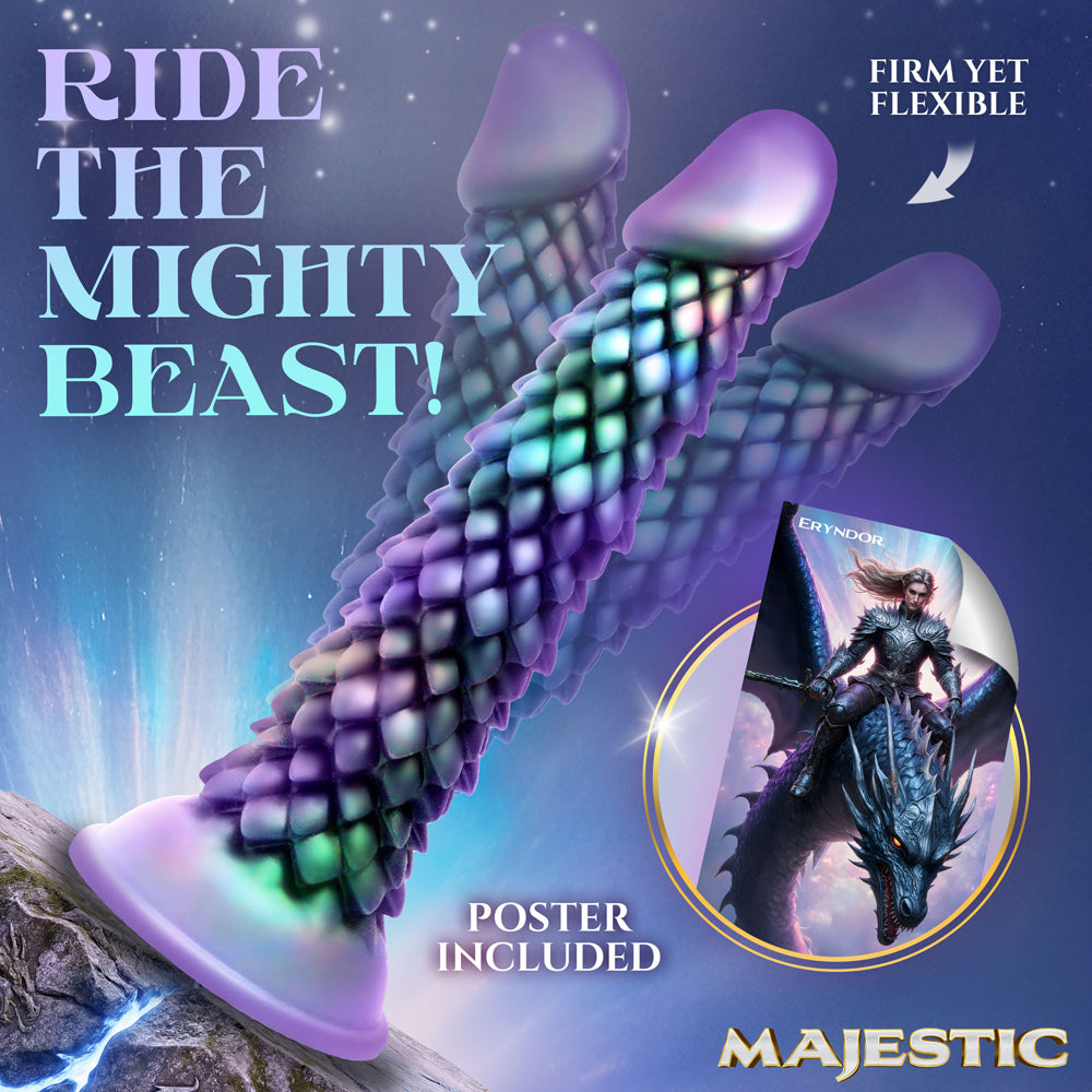 Majestic Eryndor Dragon Silicone Dildo – Teal/Purple