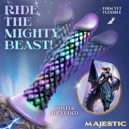 Majestic Eryndor Dragon Silicone Dildo – Teal/Purple