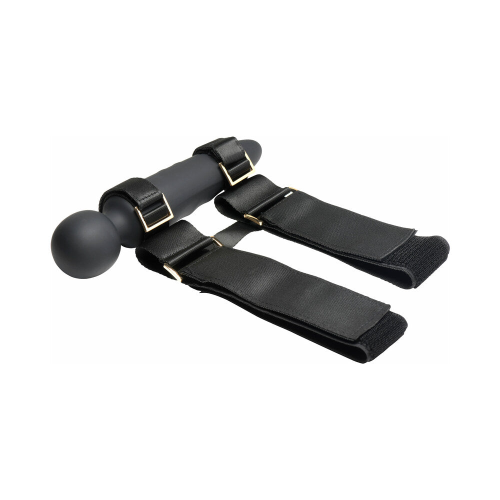 Master Series Thunderstick Thigh Strap Vibrating Wand with Harness – Black