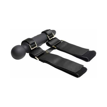 Master Series Thunderstick Thigh Strap Vibrating Wand with Harness – Black