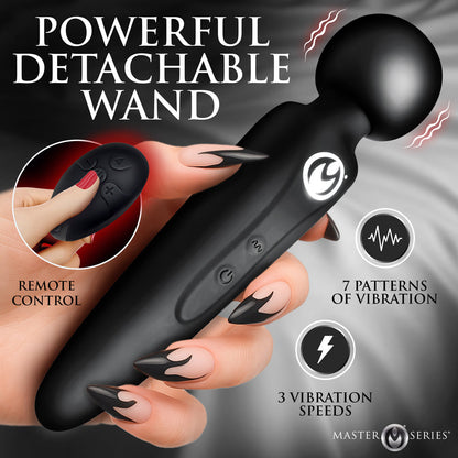 Master Series Thunderstick Thigh Strap Vibrating Wand with Harness – Black