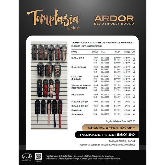 Temptasia Ardor Blush Savings Bundle – Assorted Color BDSM Gear Set