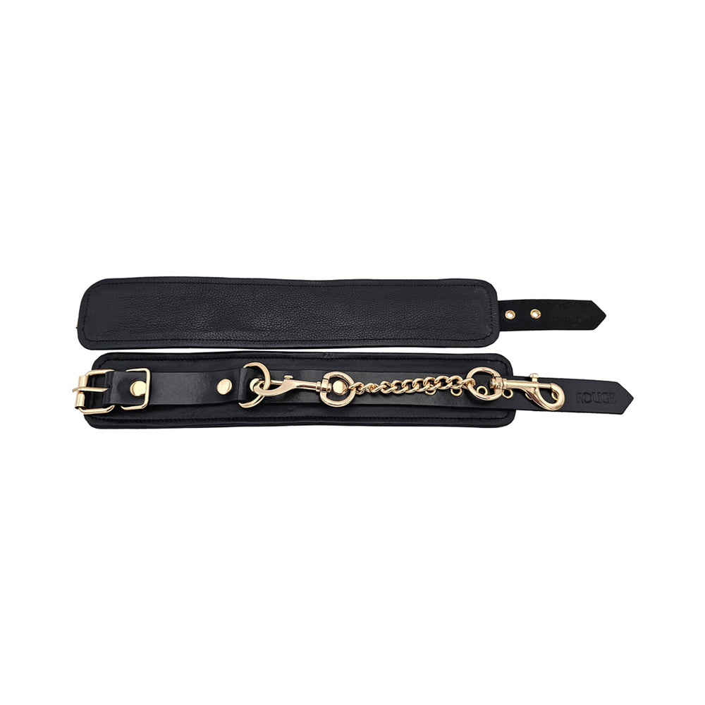 Rouge Garments Adjustable Leather Wrist Cuffs with Gold Accessories - Black
