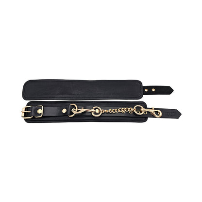 Rouge Garments Adjustable Leather Wrist Cuffs with Gold Accessories - Black