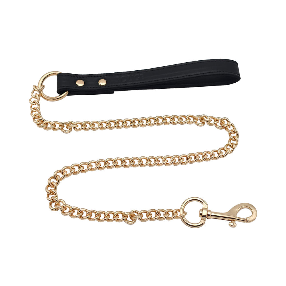 Rouge Leather Leash with Gold Accessories – Black