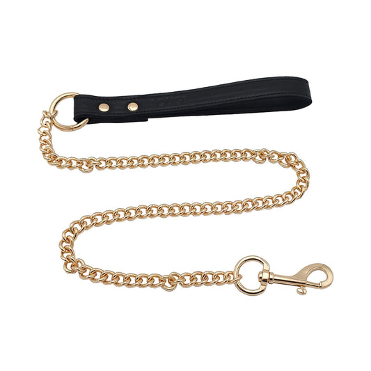 Rouge Leather Leash with Gold Accessories – Black