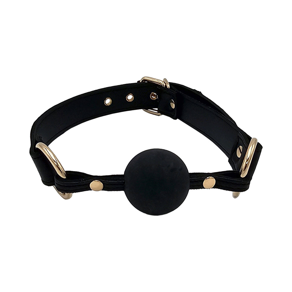 Rouge Leather Ball Gag with Adjustable Strap – Black