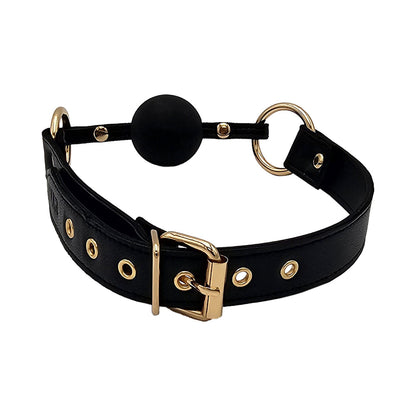 Rouge Leather Ball Gag with Adjustable Strap – Black