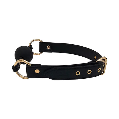 Rouge Leather Ball Gag with Adjustable Strap – Black