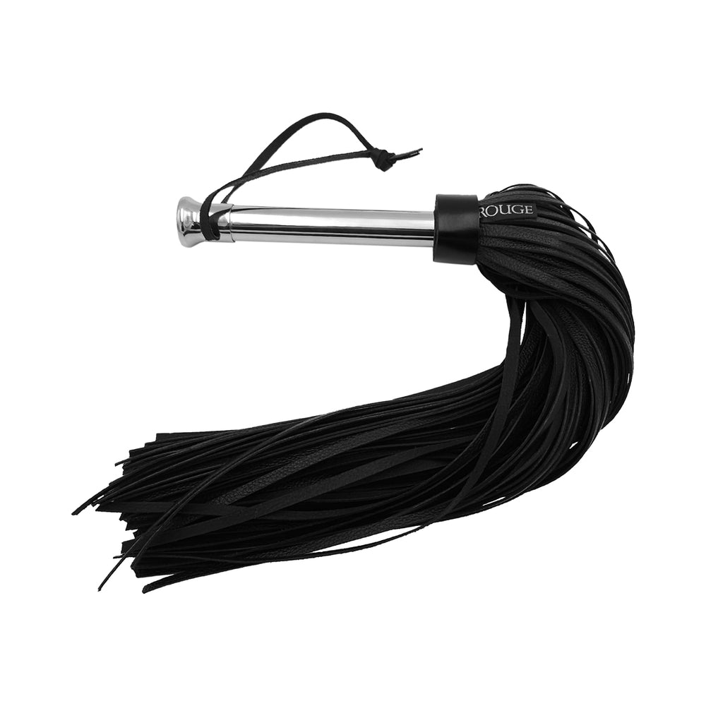 Rouge Leather Flogger with Steel Handle - Black
