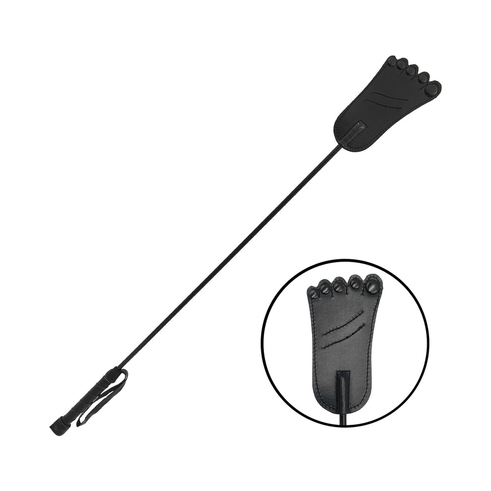 Rouge Leather Foot Riding Crop – Black