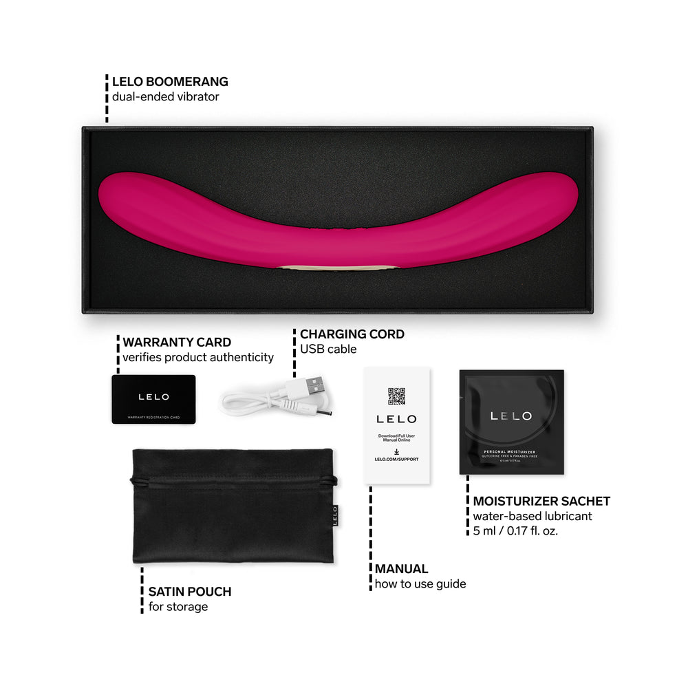 LELO BOOMERANG Dual-Sided Vibrator with 10 Settings – Hot Pink