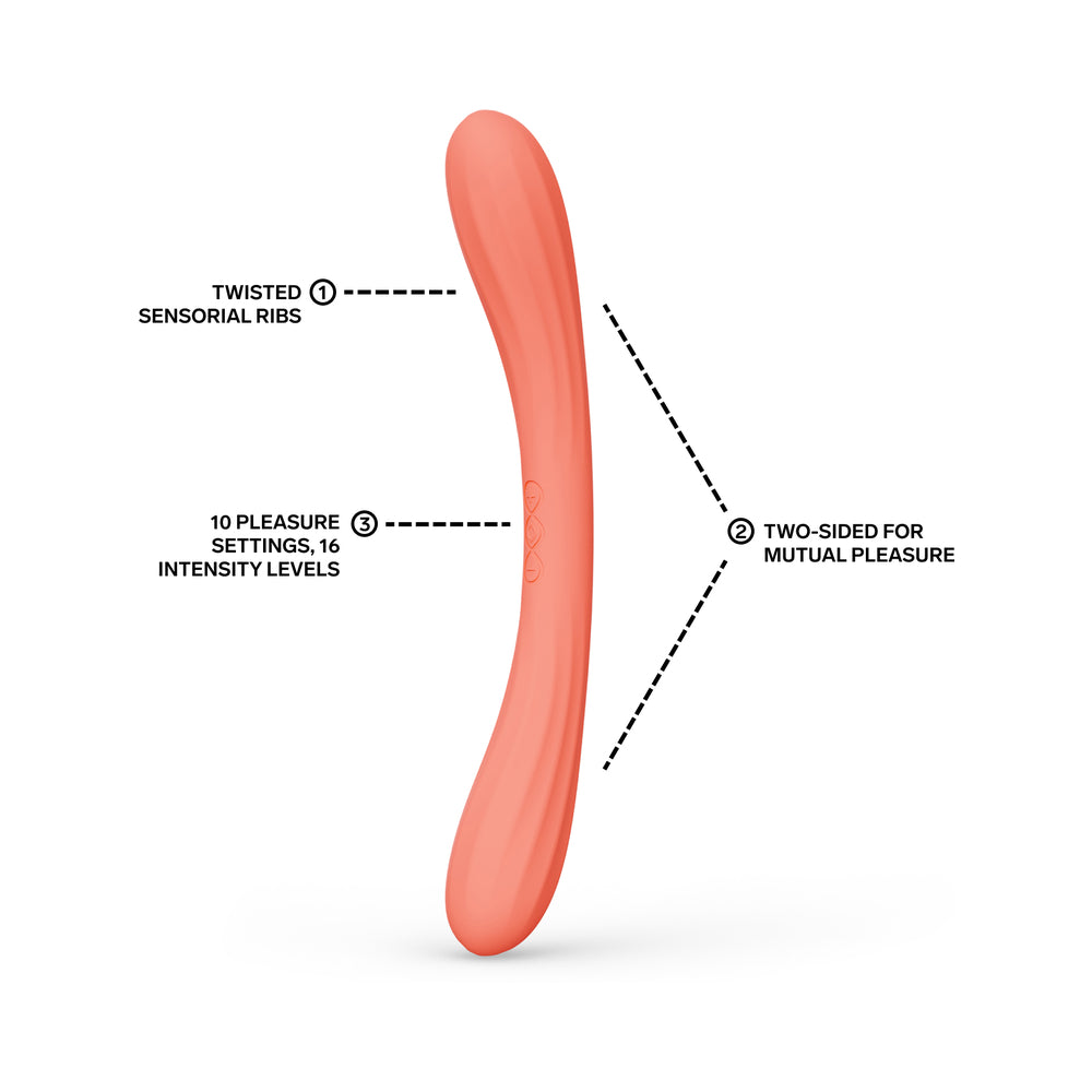 LELO BOOMERANG Dual-Ended Vibrator with Two Motors – Coral Red