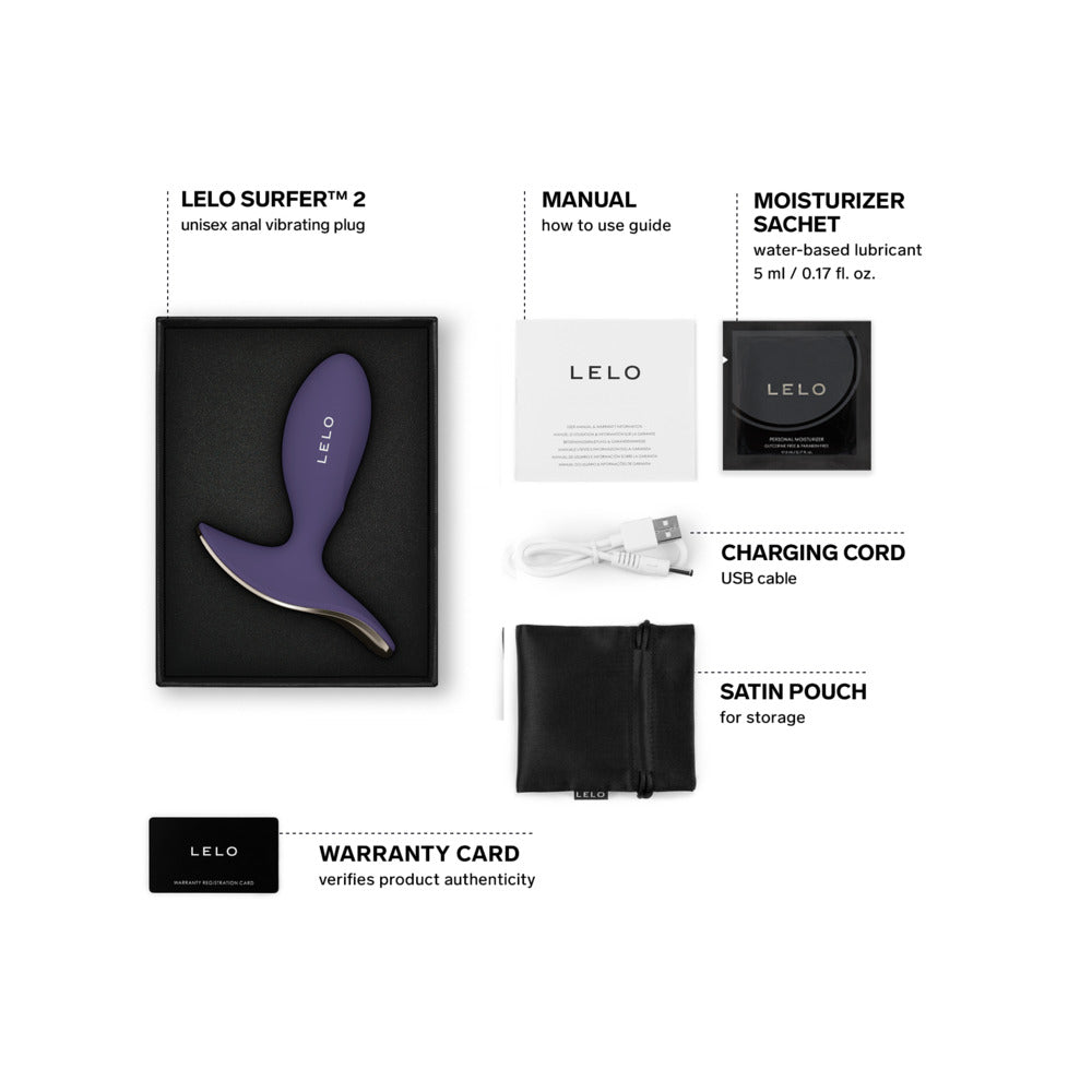 LELO Surfer 2 Unisex Vibrating Anal Plug – Cyber Purple