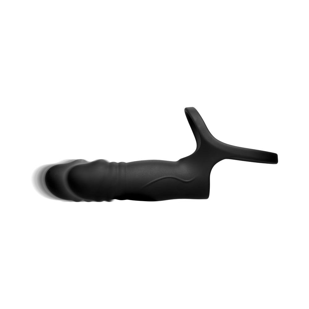 JOCK Enhancers Double Thrust Thrusting & Vibrating Double Penetration C-Ring – Black