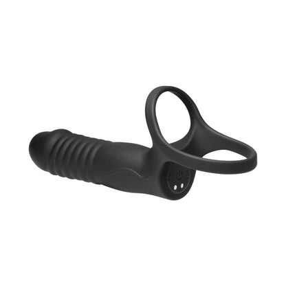 JOCK Enhancers Double Thrust Thrusting & Vibrating Double Penetration C-Ring – Black
