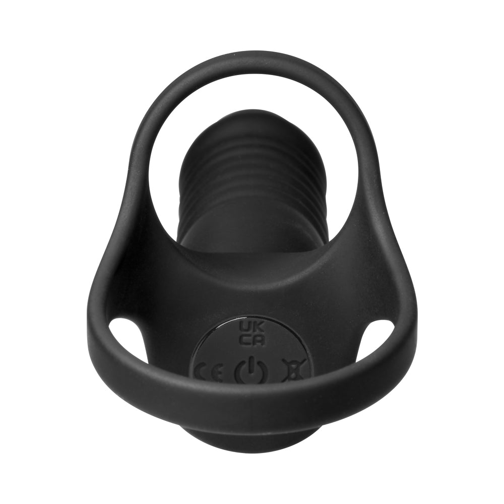 JOCK Enhancers Double Thrust Thrusting & Vibrating Double Penetration C-Ring – Black