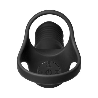 JOCK Enhancers Double Thrust Thrusting & Vibrating Double Penetration C-Ring – Black
