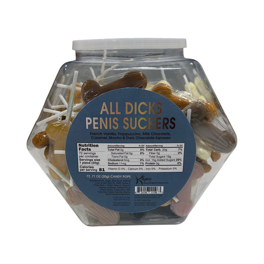 All Dicks Penis Suckers 72pc Bowl – Assorted Colors and Flavors