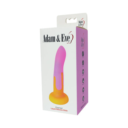 Adam & Eve Charmed Liquid Silicone Dildo – Curved Design, Hot Pink/Orange