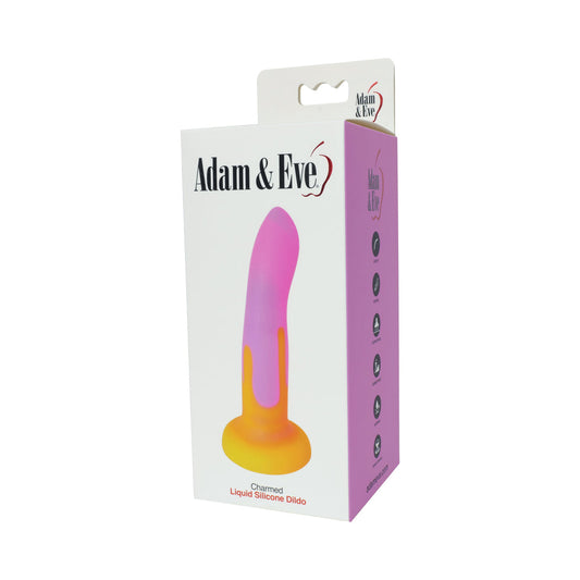 Adam & Eve Charmed Liquid Silicone Dildo – Curved Design, Hot Pink/Orange