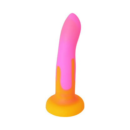 Adam & Eve Charmed Liquid Silicone Dildo – Curved Design, Hot Pink/Orange