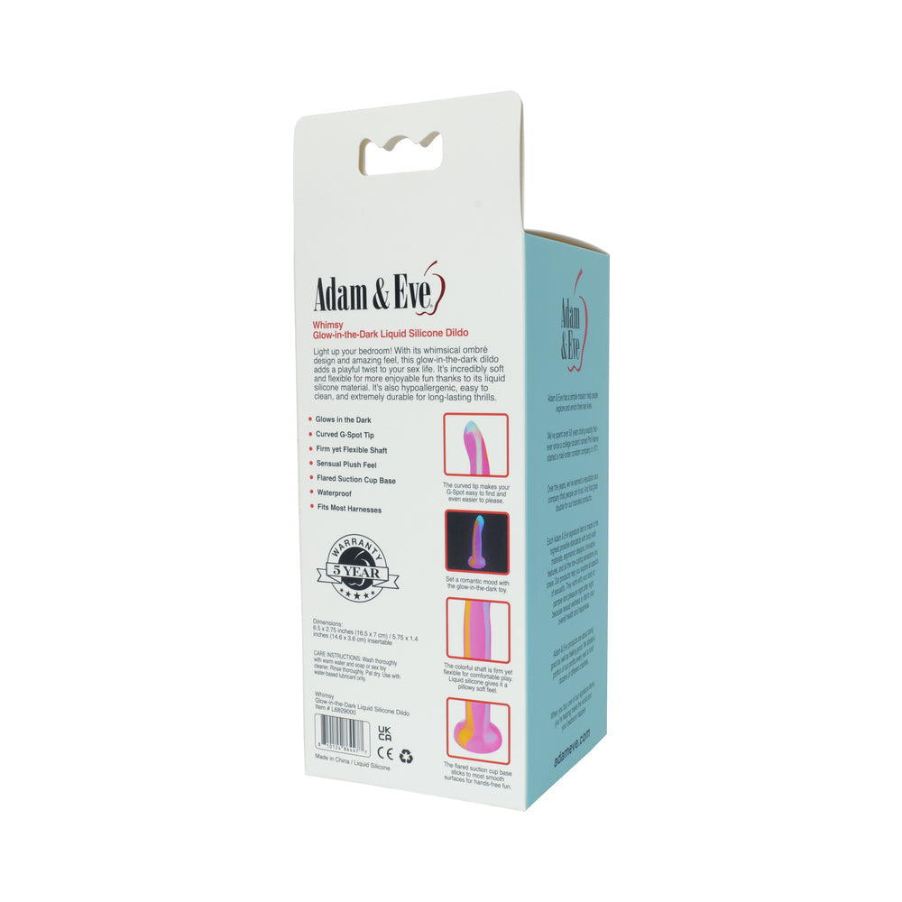 Adam & Eve Whimsy Glow-In-The-Dark Dildo – Multi-Color