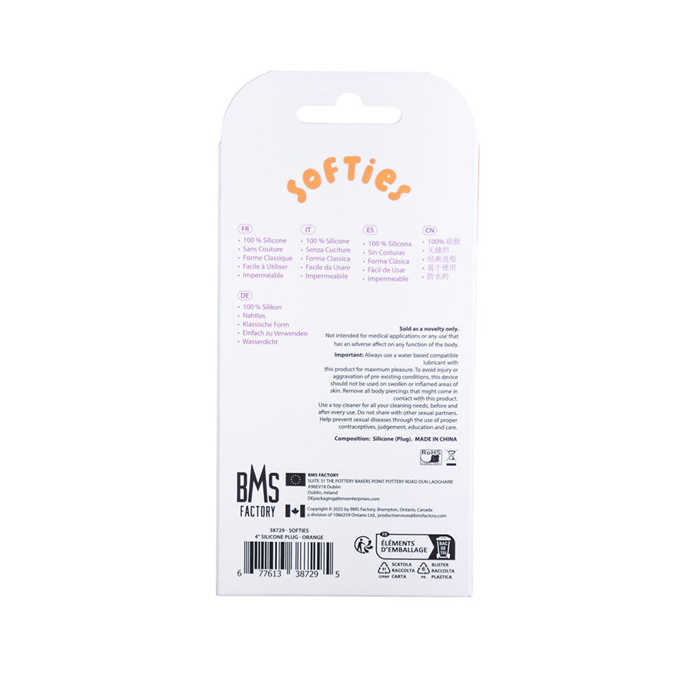 Softies Dual Layer Butt Plug 4 in. – Orange