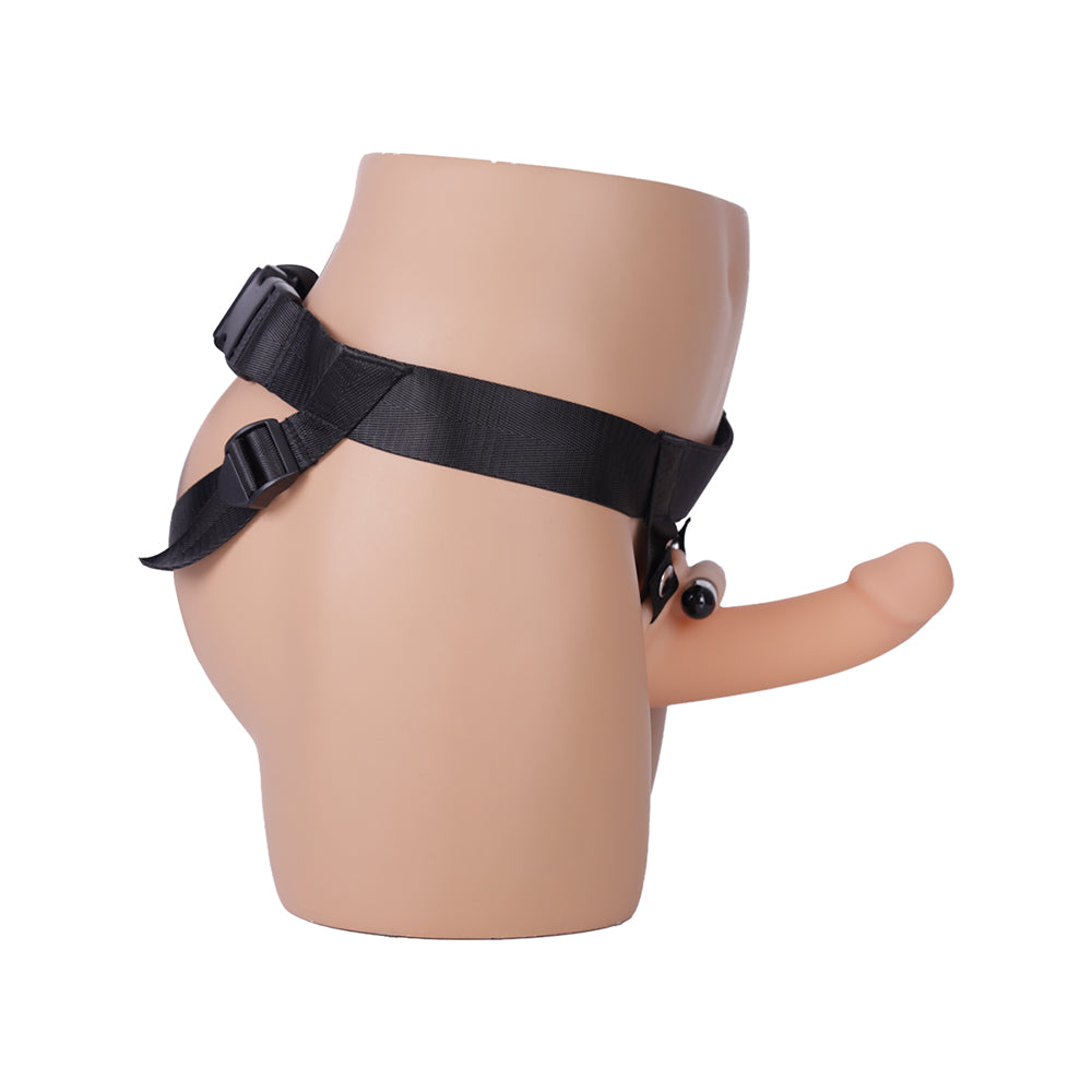 Addiction 7 in. Silicone Hollow Dong Strap-On – Beige