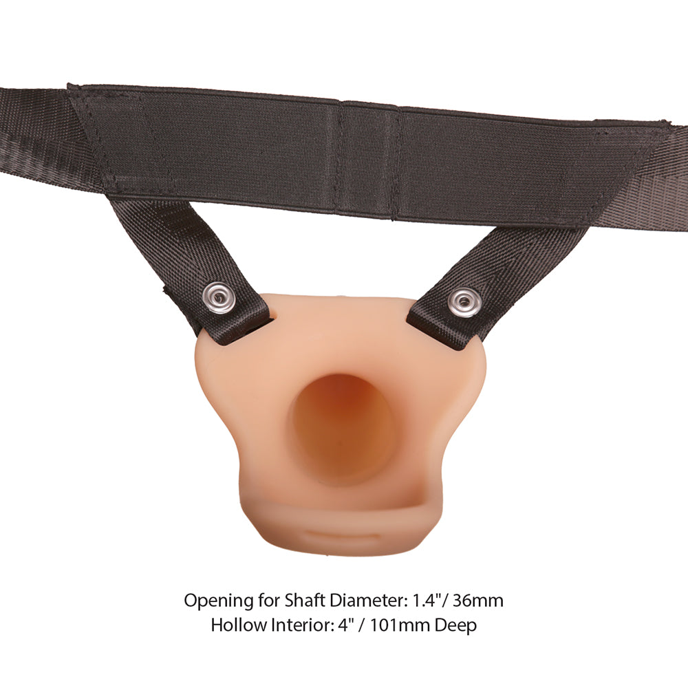 Addiction 7 in. Silicone Hollow Dong Strap-On – Beige
