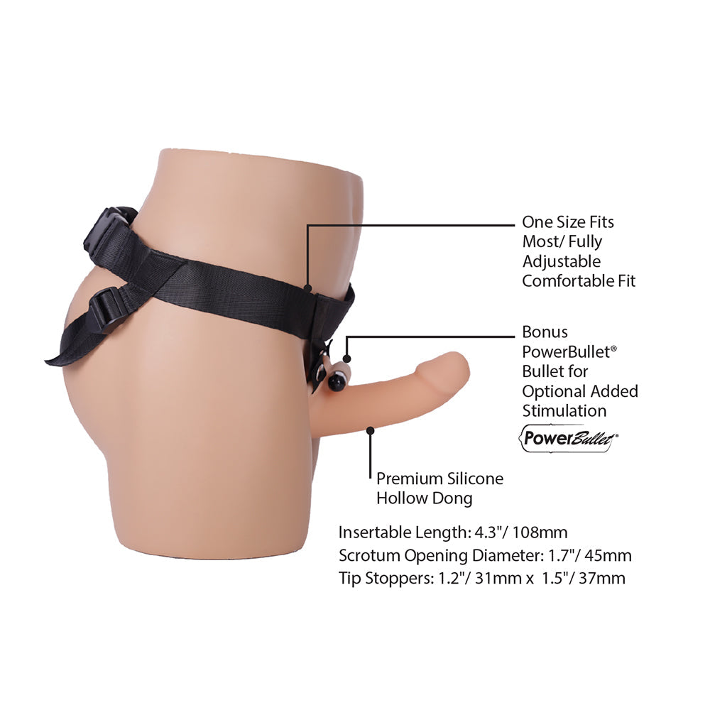 Addiction 7 in. Silicone Hollow Dong Strap-On – Beige
