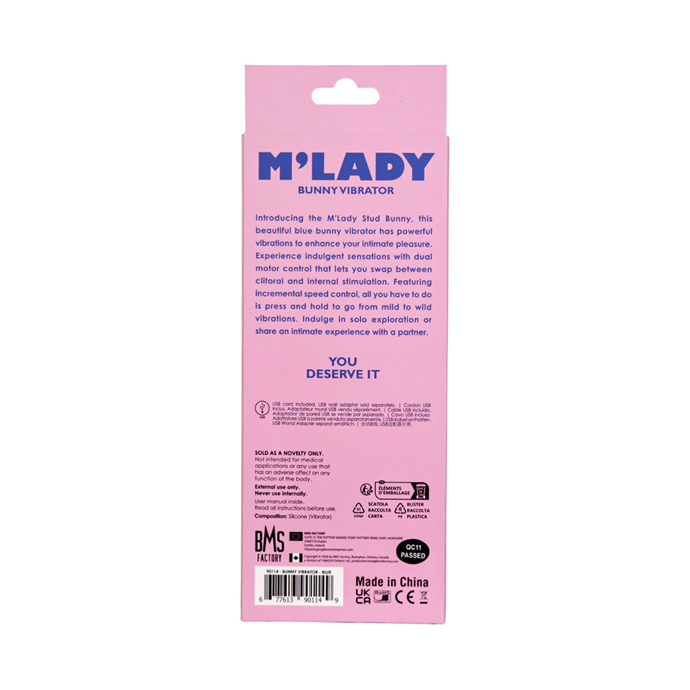 BMS M''Lady Bunny Vibrator - 6 in. - Blue