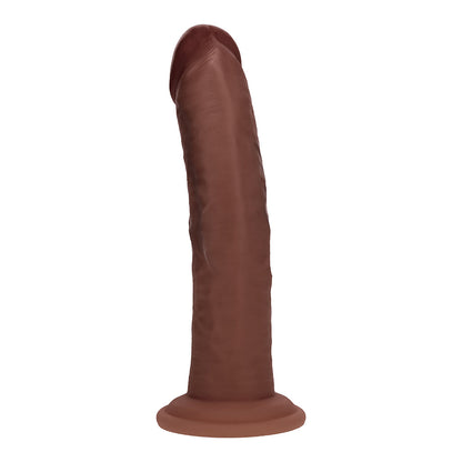 Realrock Dual Density Silicone Realistic Curved Dildo 8 in. Brown