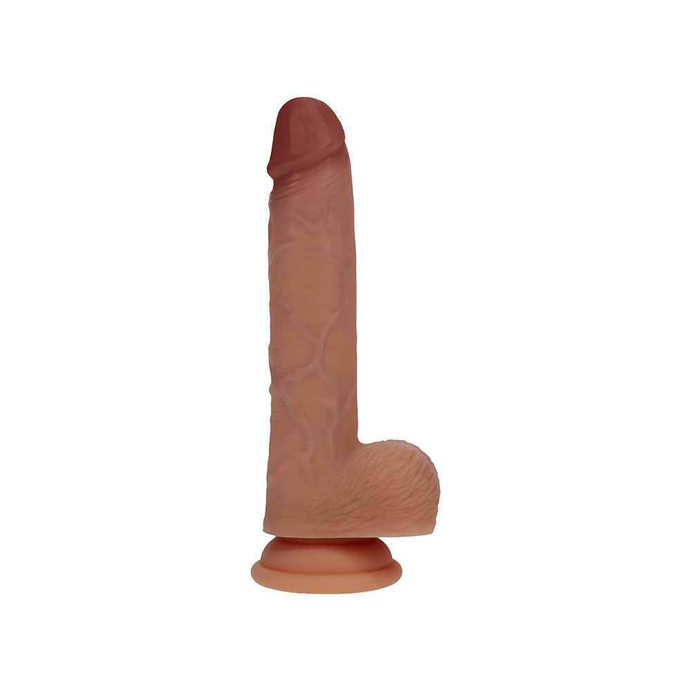 Realrock Dual Density Silicone Vibrating Thrusting Dildo – Tan