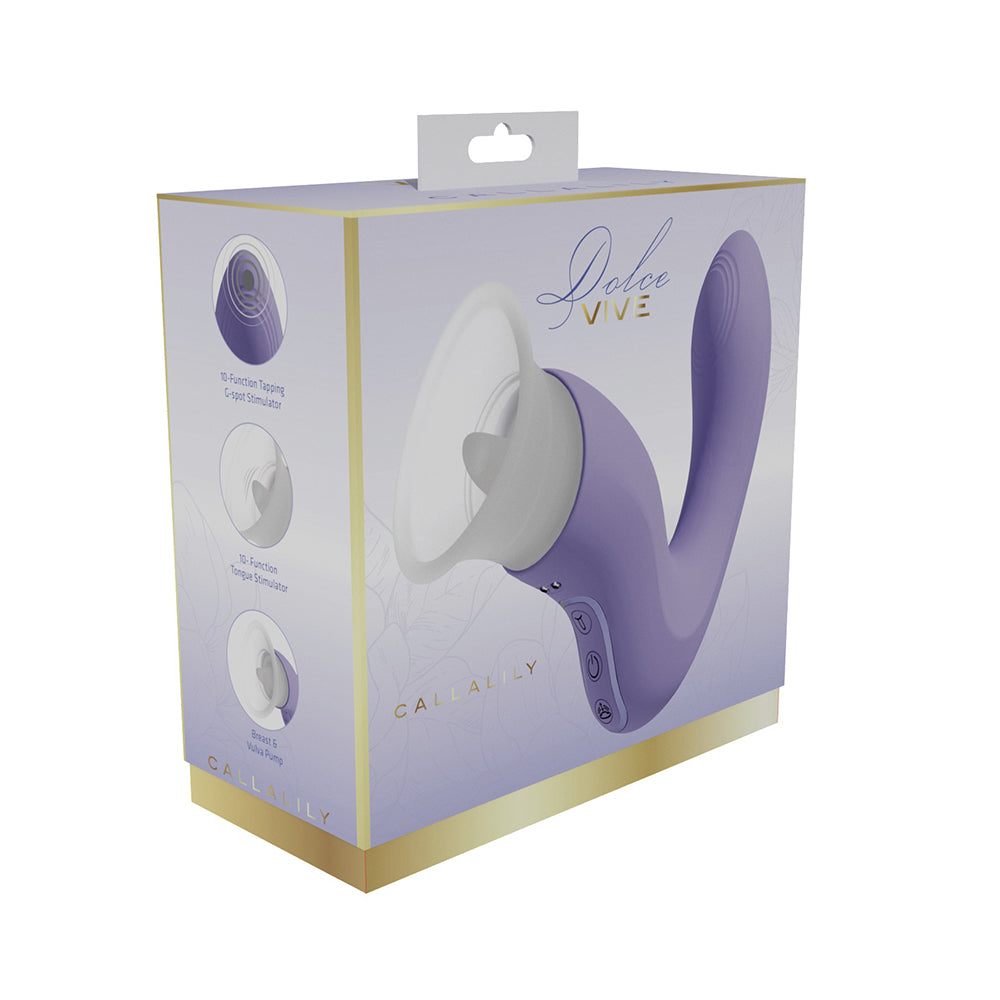 VIVE Dolce Callalily G-Spot Tapping Vibrator with Tongue Stimulator – Light Purple