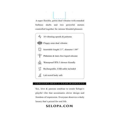 Selopa My Buddy Floppy Mini Dual Vibrator – Light Pink