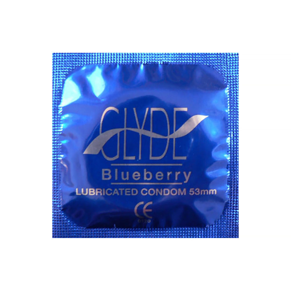 GLYDE ULTRA Blueberry Flavored Latex Condoms – 12 Count, Ultra-Thin