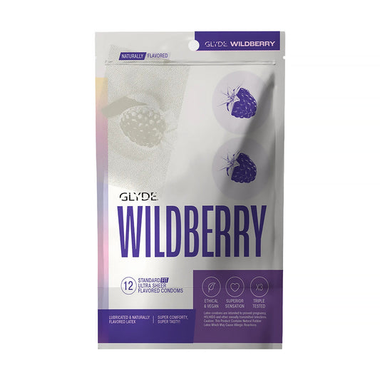GLYDE ULTRA Organic Wildberry Flavored Condom – Ultra-Thin, Standard-Fit (Medium)