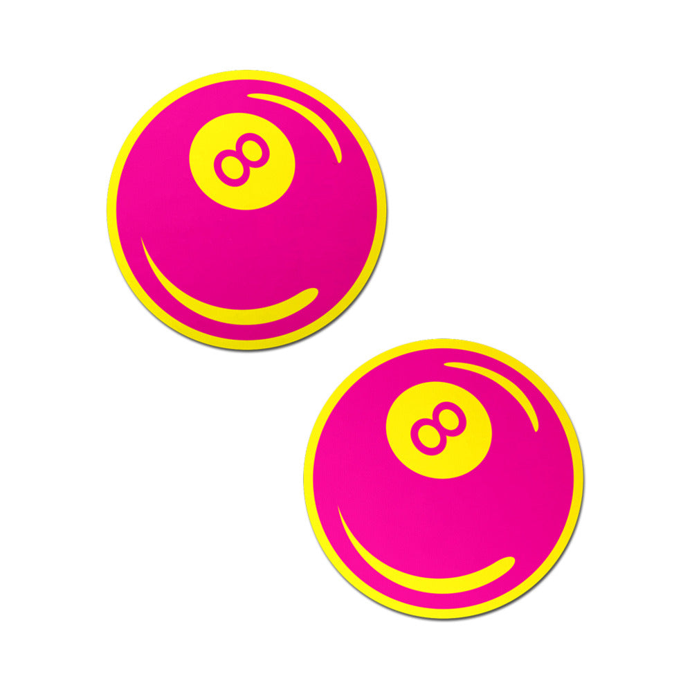Pastease Neon Pink & Yellow 8-Ball Breast Pasties – Retro Design with UV Reactive Glow