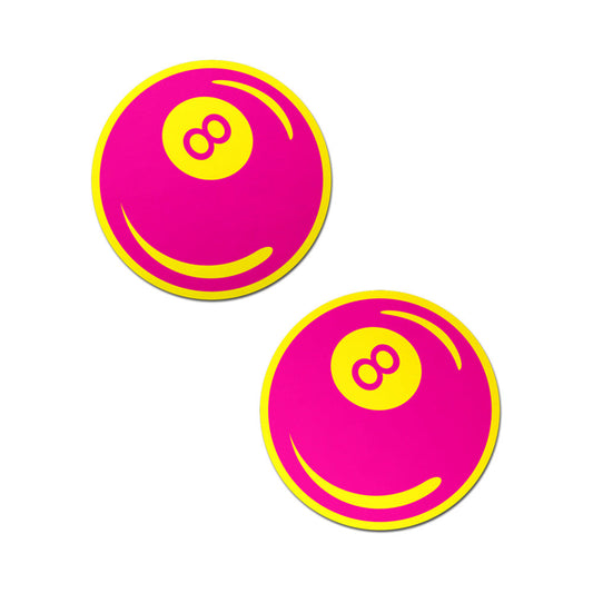 Pastease Neon Pink & Yellow 8-Ball Breast Pasties – Retro Design with UV Reactive Glow