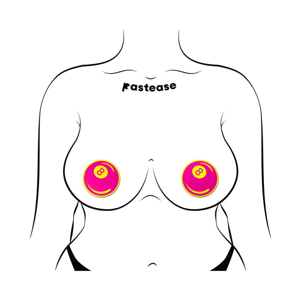 Pastease Neon Pink & Yellow 8-Ball Breast Pasties – Retro Design with UV Reactive Glow