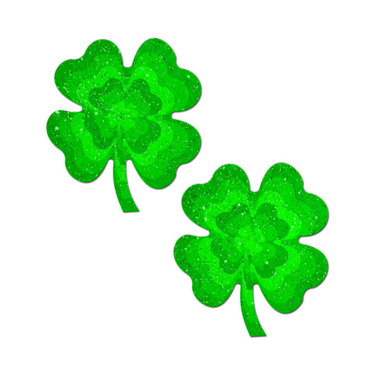 Pastease Four Leaf Clover Green Glitter Velvet Nipple Pasties – Shamrock Design