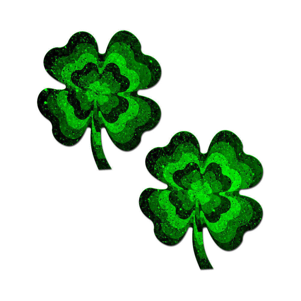 Pastease Four Leaf Clover Green Glitter Velvet Nipple Pasties – Shamrock Design