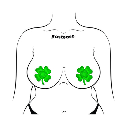 Pastease Four Leaf Clover Green Glitter Velvet Nipple Pasties – Shamrock Design