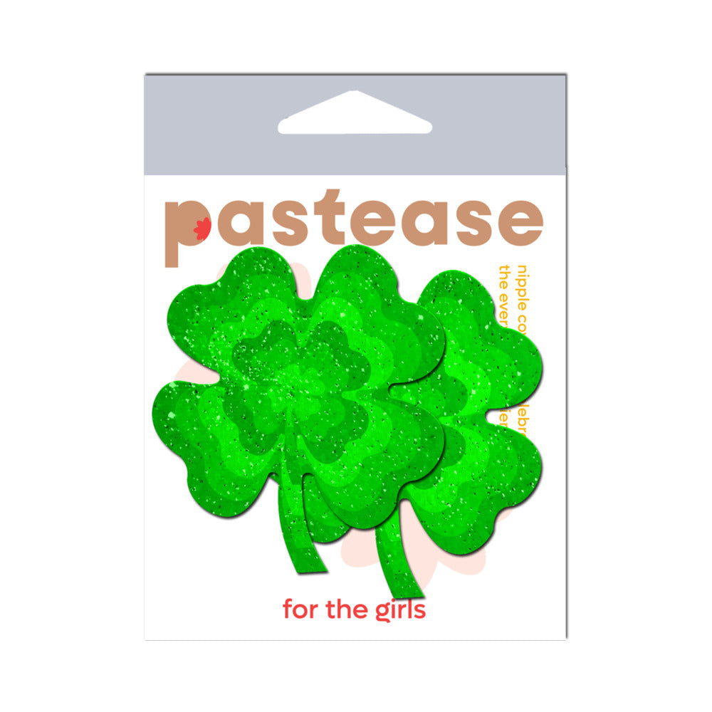 Pastease Four Leaf Clover Green Glitter Velvet Nipple Pasties – Shamrock Design